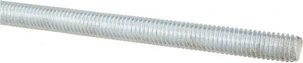 Made in USA - 3/8-16 UNC (Coarse), 3' Long, Low Carbon Steel Threaded Rod - Zinc-Plated Finish, Right Hand Thread - Industrial Tool & Supply