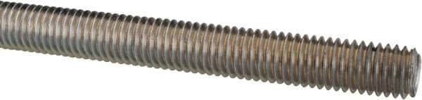 Made in USA - 1/2-13 UNC (Coarse), 3' Long, Low Carbon Steel Threaded Rod - Zinc-Plated Finish, Right Hand Thread - Industrial Tool & Supply