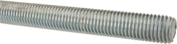 Made in USA - 3/4-10 UNC (Coarse), 3' Long, Low Carbon Steel Threaded Rod - Zinc-Plated Finish, Right Hand Thread - Industrial Tool & Supply