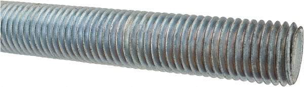 Made in USA - 1-8 UNC (Coarse), 3' Long, Low Carbon Steel Threaded Rod - Zinc-Plated Finish, Right Hand Thread - Industrial Tool & Supply