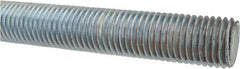 Made in USA - 1-8 UNC (Coarse), 3' Long, Low Carbon Steel Threaded Rod - Zinc-Plated Finish, Right Hand Thread - Industrial Tool & Supply