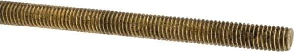 Made in USA - #10-32 UNF (Fine), 3' Long, Brass Threaded Rod - Right Hand Thread - Industrial Tool & Supply