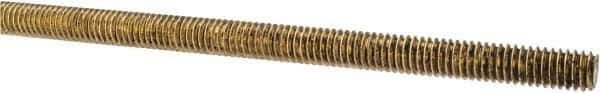 Made in USA - 5/16-18 UNC (Coarse), 3' Long, Brass Threaded Rod - Right Hand Thread - Industrial Tool & Supply