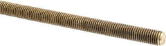 Made in USA - 1/4-28 UNF (Fine), 3' Long, Brass Threaded Rod - Right Hand Thread - Industrial Tool & Supply