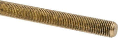 Made in USA - 3/8-24 UNF (Fine), 3' Long, Brass Threaded Rod - Right Hand Thread - Industrial Tool & Supply