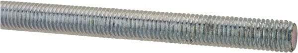 Made in USA - 1/4-28 UNF (Fine), 3' Long, Low Carbon Steel Threaded Rod - Zinc-Plated Finish, Right Hand Thread - Industrial Tool & Supply