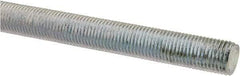 Made in USA - 3/8-24 UNF (Fine), 3' Long, Low Carbon Steel Threaded Rod - Zinc-Plated Finish, Right Hand Thread - Industrial Tool & Supply
