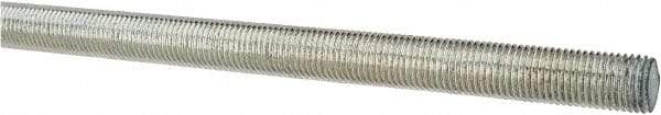 Made in USA - 7/16-20 UNF (Fine), 3' Long, Low Carbon Steel Threaded Rod - Zinc-Plated Finish, Right Hand Thread - Industrial Tool & Supply