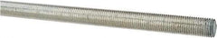 Made in USA - 7/16-20 UNF (Fine), 3' Long, Low Carbon Steel Threaded Rod - Zinc-Plated Finish, Right Hand Thread - Industrial Tool & Supply