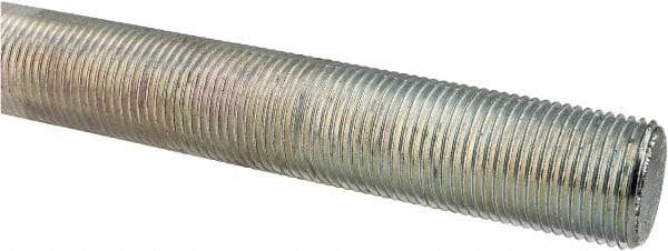 Made in USA - 1-12 UNF (Fine), 3' Long, Low Carbon Steel Threaded Rod - Zinc-Plated Finish, Right Hand Thread - Industrial Tool & Supply