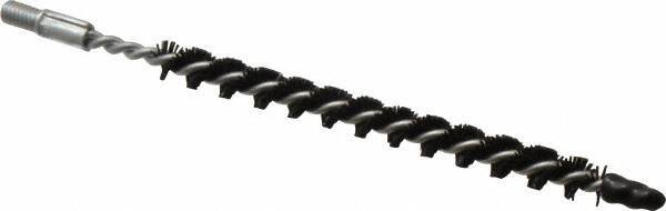 Schaefer Brush - 3" Brush Length, 1/4" Diam, Nylon Single Stem, Single Spiral Condenser Tube Brush - 4-1/2" Long, Nylon, 8-32 Male Connection - Industrial Tool & Supply