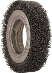 Osborn - 4-1/4" OD, 2" Arbor Hole, Crimped Steel Wheel Brush - 1" Face Width, 3/4" Trim Length, 0.0118" Filament Diam, 6,000 RPM - Industrial Tool & Supply
