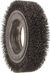 Osborn - 4-1/4" OD, 2" Arbor Hole, Crimped Steel Wheel Brush - 1" Face Width, 3/4" Trim Length, 0.014" Filament Diam, 6,000 RPM - Industrial Tool & Supply