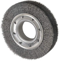 Osborn - 6" OD, 2" Arbor Hole, Crimped Steel Wheel Brush - 1-1/4" Face Width, 1" Trim Length, 0.008" Filament Diam, 6,000 RPM - Industrial Tool & Supply