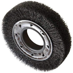 Osborn - 6" OD, 2" Arbor Hole, Crimped Steel Wheel Brush - 1-1/4" Face Width, 1" Trim Length, 0.0118" Filament Diam, 6,000 RPM - Industrial Tool & Supply