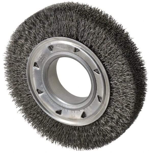 Osborn - 6" OD, 2" Arbor Hole, Crimped Steel Wheel Brush - 1-1/4" Face Width, 1" Trim Length, 0.014" Filament Diam, 6,000 RPM - Industrial Tool & Supply