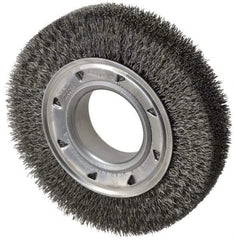 Osborn - 6" OD, 2" Arbor Hole, Crimped Steel Wheel Brush - 1-1/4" Face Width, 1" Trim Length, 0.014" Filament Diam, 6,000 RPM - Industrial Tool & Supply