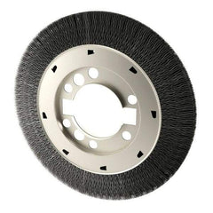Osborn - 8" OD, 2" Arbor Hole, Crimped Steel Wheel Brush - 1-1/2" Face Width, 1-1/2" Trim Length, 0.008" Filament Diam, 4,500 RPM - Industrial Tool & Supply