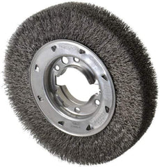 Osborn - 8" OD, 2" Arbor Hole, Crimped Steel Wheel Brush - 1-1/2" Face Width, 1-1/2" Trim Length, 0.0118" Filament Diam, 4,500 RPM - Industrial Tool & Supply