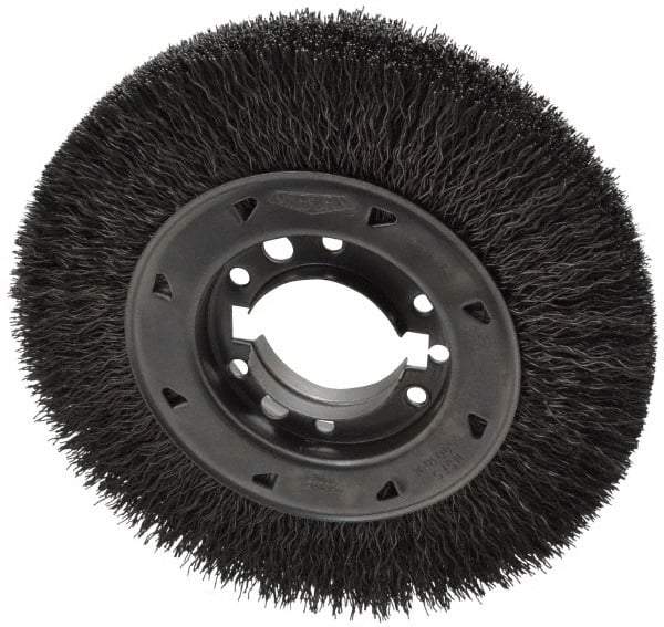 Osborn - 8" OD, 2" Arbor Hole, Crimped Steel Wheel Brush - 1-1/2" Face Width, 1-1/2" Trim Length, 0.02" Filament Diam, 4,500 RPM - Industrial Tool & Supply