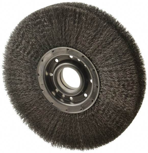 Osborn - 12" OD, 2" Arbor Hole, Crimped Steel Wheel Brush - 2" Face Width, 3-1/4" Trim Length, 0.0118" Filament Diam, 3,600 RPM - Industrial Tool & Supply