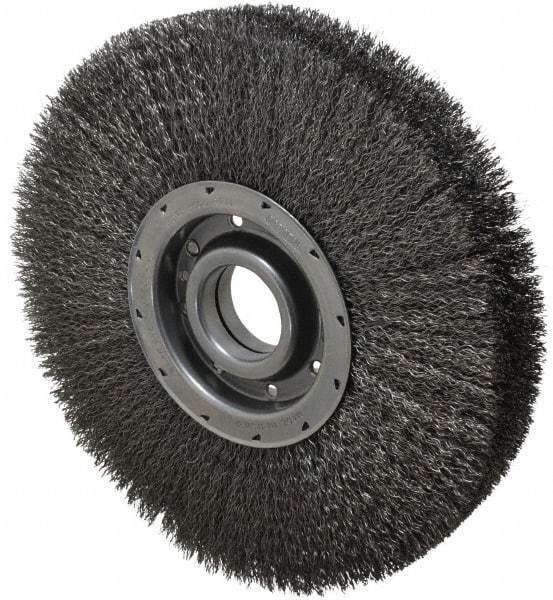 Osborn - 12" OD, 2" Arbor Hole, Crimped Steel Wheel Brush - 2" Face Width, 2-1/8" Trim Length, 0.014" Filament Diam, 3,600 RPM - Industrial Tool & Supply