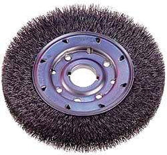 Osborn - 14" OD, 2" Arbor Hole, Crimped Nylon Wheel Brush - 1" Face Width, 2-1/8" Trim Length, 2,400 RPM - Industrial Tool & Supply