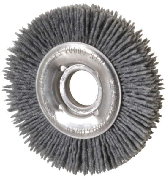 Osborn - 4" OD, 5/8" Arbor Hole, Crimped Nylon Wheel Brush - 1/2" Face Width, 5/8" Trim Length, 20,000 RPM - Industrial Tool & Supply