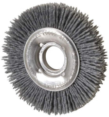 Osborn - 4" OD, 5/8" Arbor Hole, Crimped Nylon Wheel Brush - 1/2" Face Width, 5/8" Trim Length, 20,000 RPM - Industrial Tool & Supply