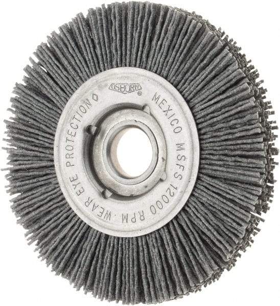 Osborn - 4" OD, 5/8" Arbor Hole, Crimped Nylon Wheel Brush - 5/8" Face Width, 3/4" Trim Length, 12,000 RPM - Industrial Tool & Supply