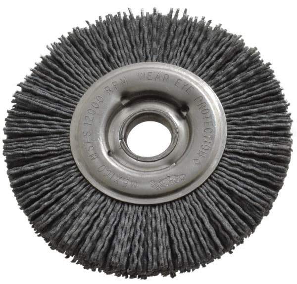 Osborn - 4" OD, 5/8" Arbor Hole, Crimped Nylon Wheel Brush - 5/8" Face Width, 3/4" Trim Length, 12,000 RPM - Industrial Tool & Supply