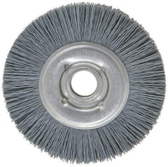 Osborn - 4" OD, 5/8" Arbor Hole, Crimped Nylon Wheel Brush - 5/8" Face Width, 3/4" Trim Length, 12,000 RPM - Industrial Tool & Supply