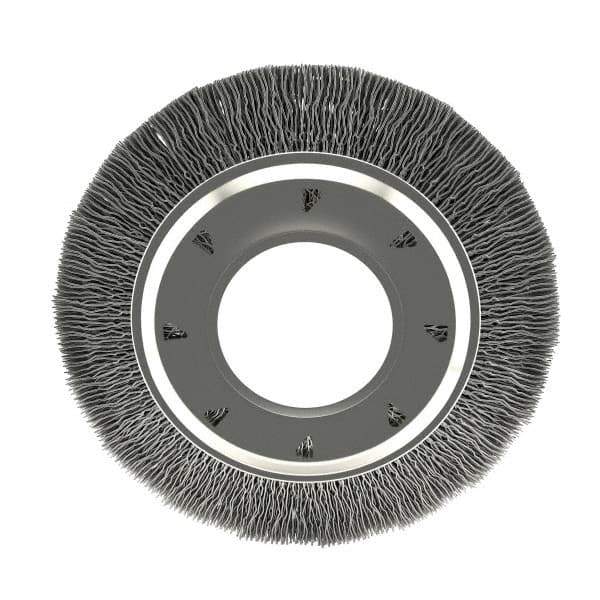 Osborn - 6" OD, 2" Arbor Hole, Crimped Nylon Wheel Brush - 7/8" Face Width, 1-1/16" Trim Length, 6,000 RPM - Industrial Tool & Supply
