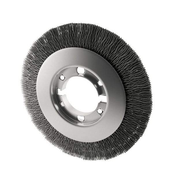Osborn - 8" OD, 2" Arbor Hole, Crimped Nylon Wheel Brush - 7/8" Face Width, 1-1/2" Trim Length, 4,500 RPM - Industrial Tool & Supply