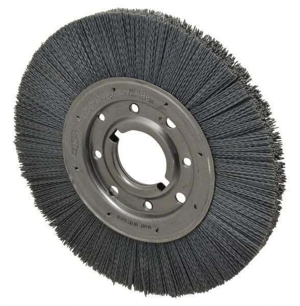 Osborn - 10" OD, 2" Arbor Hole, Crimped Nylon Wheel Brush - 1" Face Width, 2-1/16" Trim Length, 3,600 RPM - Industrial Tool & Supply