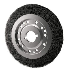 Osborn - 12" OD, 2" Arbor Hole, Crimped Nylon Wheel Brush - 1" Face Width, 2-1/8" Trim Length, 3,000 RPM - Industrial Tool & Supply