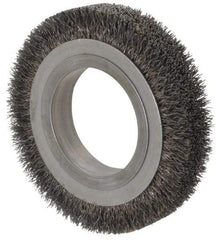 Osborn - 4-1/4" OD, 2" Arbor Hole, Crimped Steel Wheel Brush - 5/8" Face Width, 11/16" Trim Length, 0.0118" Filament Diam, 6,000 RPM - Industrial Tool & Supply