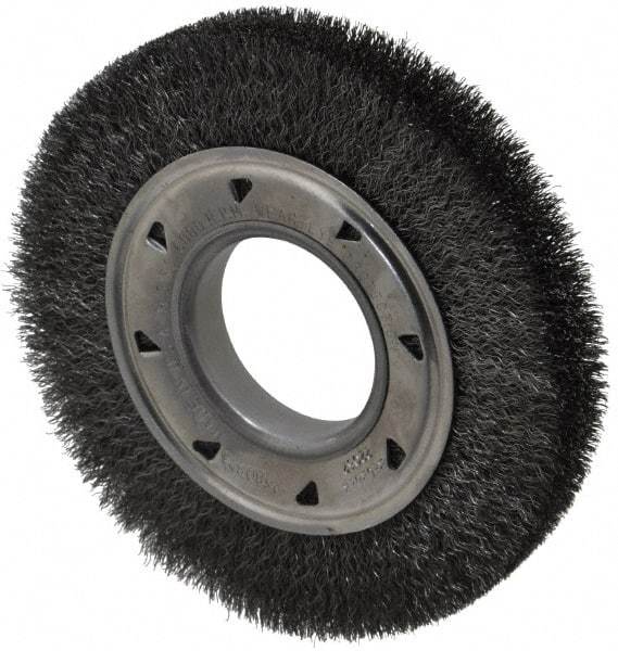 Osborn - 6" OD, 2" Arbor Hole, Crimped Steel Wheel Brush - 7/8" Face Width, 1" Trim Length, 0.008" Filament Diam, 6,000 RPM - Industrial Tool & Supply