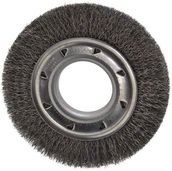 Osborn - 6" OD, 2" Arbor Hole, Crimped Steel Wheel Brush - 7/8" Face Width, 1" Trim Length, 0.0118" Filament Diam, 6,000 RPM - Industrial Tool & Supply