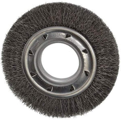 Osborn - 6" OD, 2" Arbor Hole, Crimped Steel Wheel Brush - 7/8" Face Width, 1" Trim Length, 0.0118" Filament Diam, 6,000 RPM - Industrial Tool & Supply