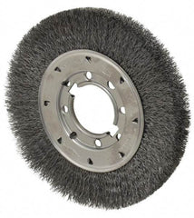 Osborn - 8" OD, 2" Arbor Hole, Crimped Steel Wheel Brush - 5/8" Face Width, 1-1/2" Trim Length, 0.0118" Filament Diam, 4,500 RPM - Industrial Tool & Supply