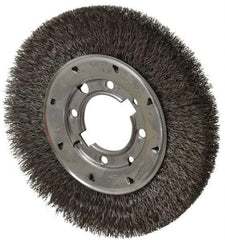 Osborn - 8" OD, 2" Arbor Hole, Crimped Steel Wheel Brush - 5/8" Face Width, 1-1/2" Trim Length, 0.014" Filament Diam, 4,500 RPM - Industrial Tool & Supply