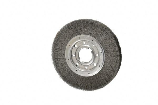 Osborn - 10" OD, 2" Arbor Hole, Crimped Steel Wheel Brush - 1-1/4" Face Width, 2" Trim Length, 0.008" Filament Diam, 3,600 RPM - Industrial Tool & Supply