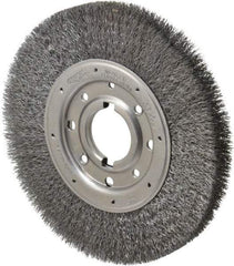 Osborn - 10" OD, 2" Arbor Hole, Crimped Steel Wheel Brush - 1-1/4" Face Width, 2" Trim Length, 0.0118" Filament Diam, 3,600 RPM - Industrial Tool & Supply
