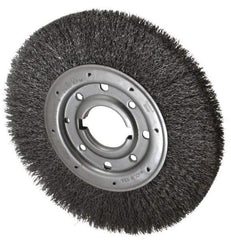 Osborn - 10" OD, 2" Arbor Hole, Crimped Steel Wheel Brush - 1-1/4" Face Width, 2" Trim Length, 0.014" Filament Diam, 3,600 RPM - Industrial Tool & Supply