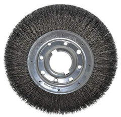 Osborn - 10" OD, 2" Arbor Hole, Crimped Steel Wheel Brush - 1-1/4" Face Width, 2" Trim Length, 0.02" Filament Diam, 3,600 RPM - Industrial Tool & Supply
