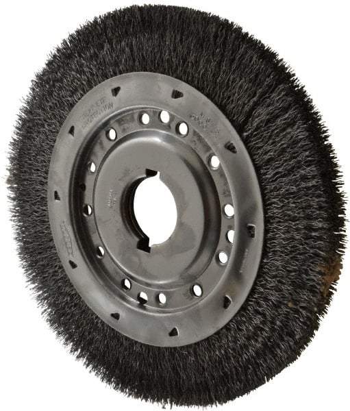 Osborn - 12" OD, 2" Arbor Hole, Crimped Steel Wheel Brush - 1-1/4" Face Width, 1-7/8" Trim Length, 0.02" Filament Diam, 3,000 RPM - Industrial Tool & Supply