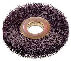 Osborn - 14" OD, 5-1/4" Arbor Hole, Crimped Nylon Wheel Brush - 5/8" Face Width, 3-7/8" Trim Length, 3,000 RPM - Industrial Tool & Supply