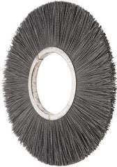 Osborn - 14" OD, 5-1/4" Arbor Hole, Crimped Nylon Wheel Brush - 5/8" Face Width, 3-7/8" Trim Length, 3,000 RPM - Industrial Tool & Supply