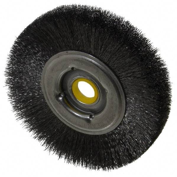 Osborn - 4" OD, 1/2 & 5/8" Arbor Hole, Crimped Steel Wheel Brush - 5/8" Face Width, 13/16" Trim Length, 0.006" Filament Diam, 6,000 RPM - Industrial Tool & Supply